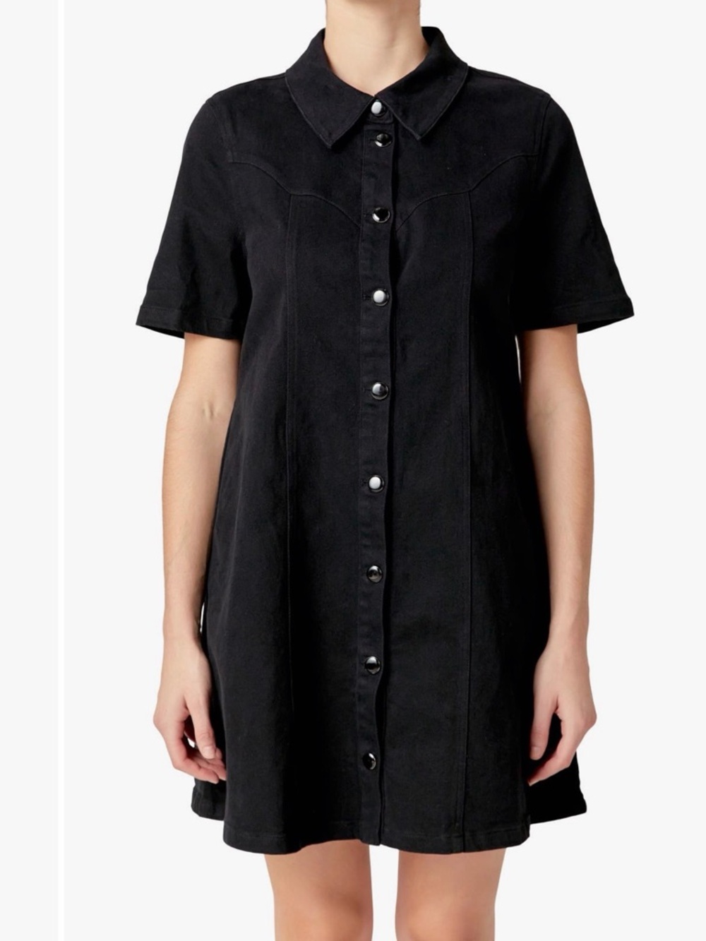 English Factory Washed Black Denim Dress